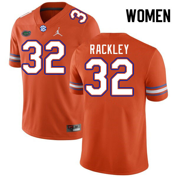 Women #32 Cahron Rackley Florida Gators College Football Jerseys Stitched-Orange